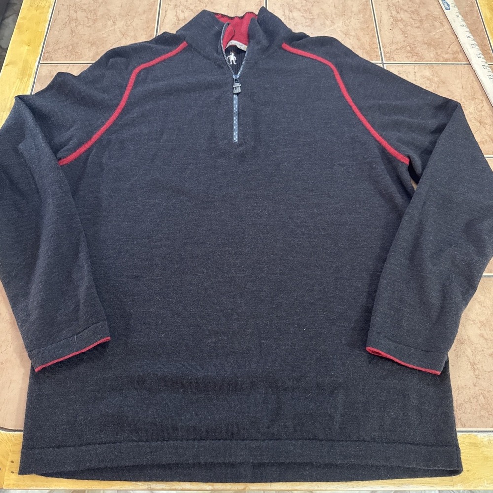 Smartwool Merino 250 Pullover Mens Sz Large Brown 1/4 Zip Wool Base Layer